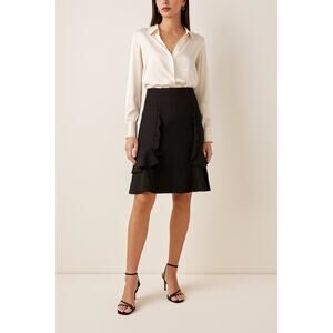 Carolina Herrera New York Tweed Boucle Black Designer Knee Length Skirt 12